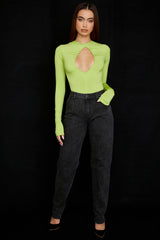 Estrelle Lime Green Cutout Bodysuit