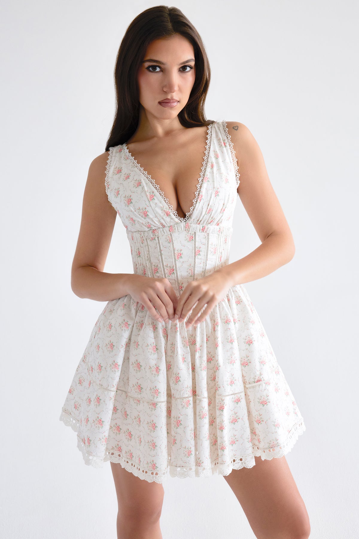 Salma Rose Print Mini Dress