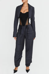 Mistress Rocks Dark Grey Cargo Trousers - SALE