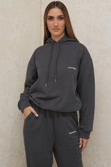 Halo Charcoal Cotton Fleece-Back Oversized Hoodie