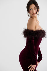 Salima Black Cherry Velvet Jumpsuit