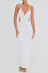 Mistress Rocks White Knit Cutout Maxi Dress - SALE
