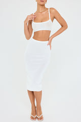 Mistress Rocks White High Waist Knit Midi Skirt - SALE