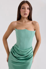 Persephone Jade Strapless Corset Maxi Dress