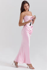 Persephone Rose Shadow Strapless Corset Maxi Dress