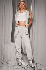 Sky Light Grey Fleece Back Jogging Trousers