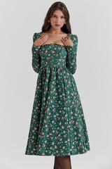 Delia Green Floral Print Midi Dress