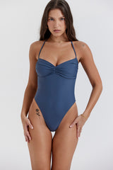 Aruba Deep Blue Gathered Swimsuit