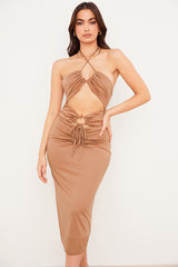 Kasia Caramel Cutout Midi Dress
