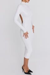 Mistress Rocks White Glitter Jersey Open Back Midi Dress - SALE