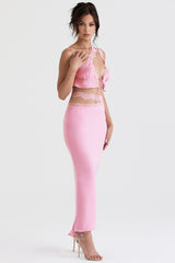 Mathilda Pink Lace Trim Maxi Skirt