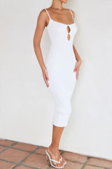 DevoteMistress Rocks  Off White Rib Knit Cutout Dress - SALE