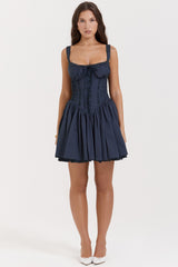 Pietra French Navy Corset Mini Dress