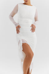 Mistress Rocks Ivory Ruffle Midi Dress - SALE