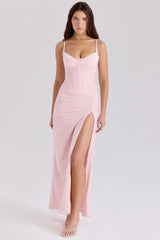 Lini Soft Pink Mesh Maxi Dress