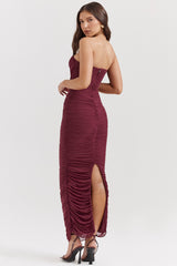 Sapphire Wine Gathered Maxi Dress