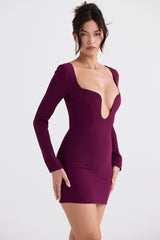 Marcella Merlot Plunge Corset Dress