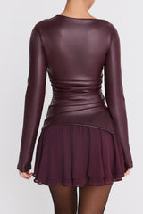 Mistress Rocks Dark Plum Floaty Layered Mini Skirt - SALE