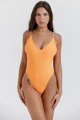 Rhodes Light Orange Plunge One Piece Swimsuit