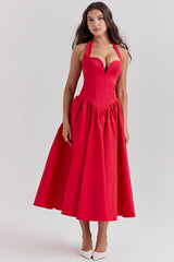 Coquette Scarlet Halter Midi Dress