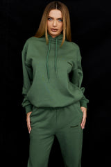 Halo Moss Cotton Fleece-Back Oversized Hoodie