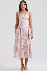 Dorothy White Rosebud Print Cotton Midi Sundress