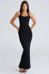 The Maxi Black Panelled Bodycon Skirt