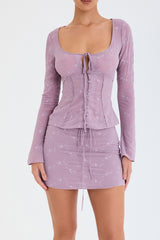 Mistress Rocks Elderberry Embroidered Mini Skirt - SALE