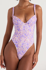Barcelona Violet Floral Underwired Swimsuit