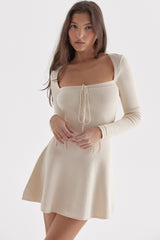 Caprice Cream Dainty Knit Mini Dress