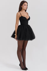 Princess Black Tulle Mini Dress - SALE