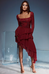 Mistress Rocks Ruby Crystallised Hanky Hem Dress - SALE