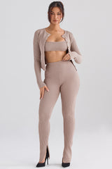 Mitzi Taupe Ribbed Knit Leggings - SALE