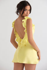Tink Buttercup Satin Ruffle Mini Dress
