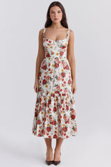 Elia Italian Rose Print Cotton Midi Sundress