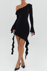 Mistress Rocks Black Ruffle Mini Dress - SALE