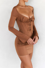 Mistress Rocks Walnut Corset Mini Dress - SALE