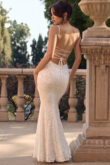 Joan Ivory Lace Up Back Maxi Dress