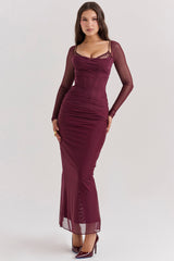 Katarina Wine Maxi Dress