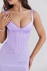 Breeze Orchid Satin Corset Maxi Dress