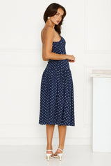 Polka Dot Charm Midi Dress Navy