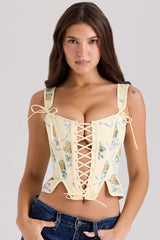 Callie Lemon Rose Print Reversible Cotton Corset Top