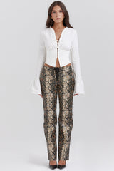 Serina Snake Print Vegan Leather Trousers