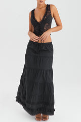 Mistress Rocks Black Panelled Maxi Skirt - SALE