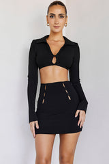 WonderMistress Rocks  Black Bandage Cutout Mini Skirt - SALE