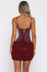 Studio Starlet Sequin Mini Dress Wine