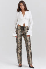 Serina Snake Print Vegan Leather Trousers