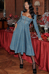 Delia Blue Tartan Midi Dress