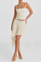 Mistress Rocks Cloud Floral Embroidered Hanky Hem Skirt - SALE