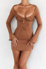 Mistress Rocks Walnut Corset Mini Dress - SALE